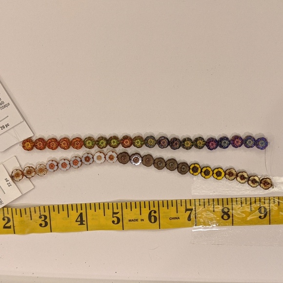 Bead Landing Czech Glass Flower Coin Beads & Spacers: 11 Strands w 200+ Beads - Picture 7 of 8